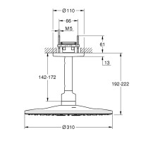 26477AL0 Rainshower SmartActive 310 Верхній душ з душовим кронштейном, 2 режими струменя, Brushed Hard Graphit (1 сорт) GROHE фото 1