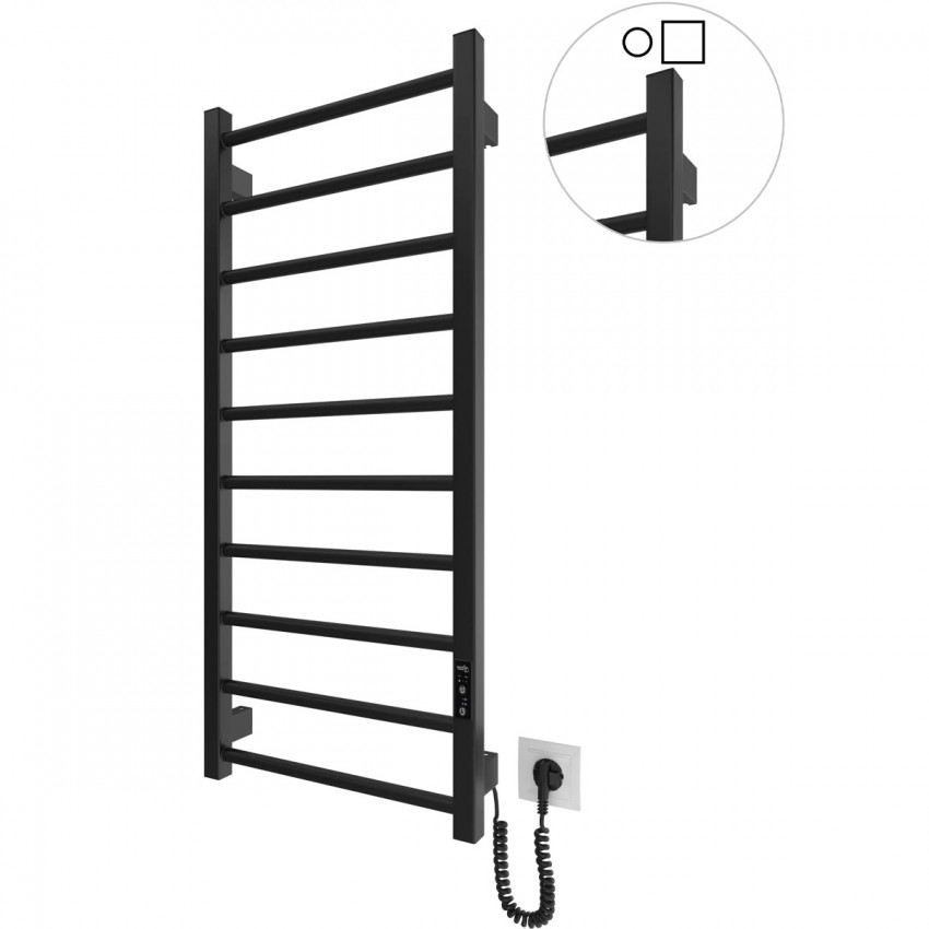 6.1.0803.06.BM Рушникосушка ел. HF Leeds  970x430 чорний мат, в комплекті з прих.підкл (1 сорт) Hygge Family фото 1