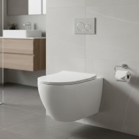 HT-1014C-WHT008 AQUAMOD Унітаз підвісний безобідковий з турбозмивом з кришкою quick-fix, soft-close (1 сорт) DEVIT фото 3