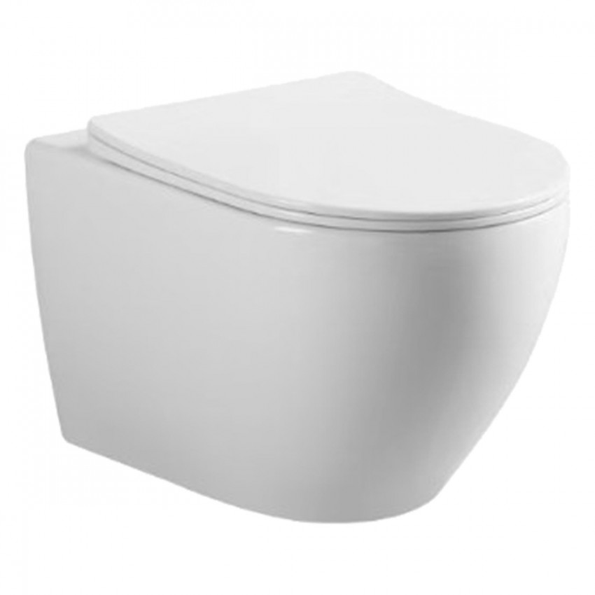 HT-1014C-WHT008 AQUAMOD Унітаз підвісний безобідковий з турбозмивом з кришкою quick-fix, soft-close (1 сорт) DEVIT фото 1