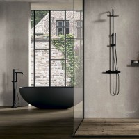 LIG032NO LIGHT Змішувач для ванни з підлоги з внутрішньою частиною, з ручним душем, чорн.мат (1 сорт) Paffoni фото 3