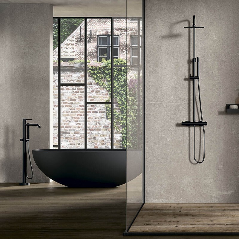 LIG032NO LIGHT Змішувач для ванни з підлоги з внутрішньою частиною, з ручним душем, чорн.мат (1 сорт) Paffoni фото 3