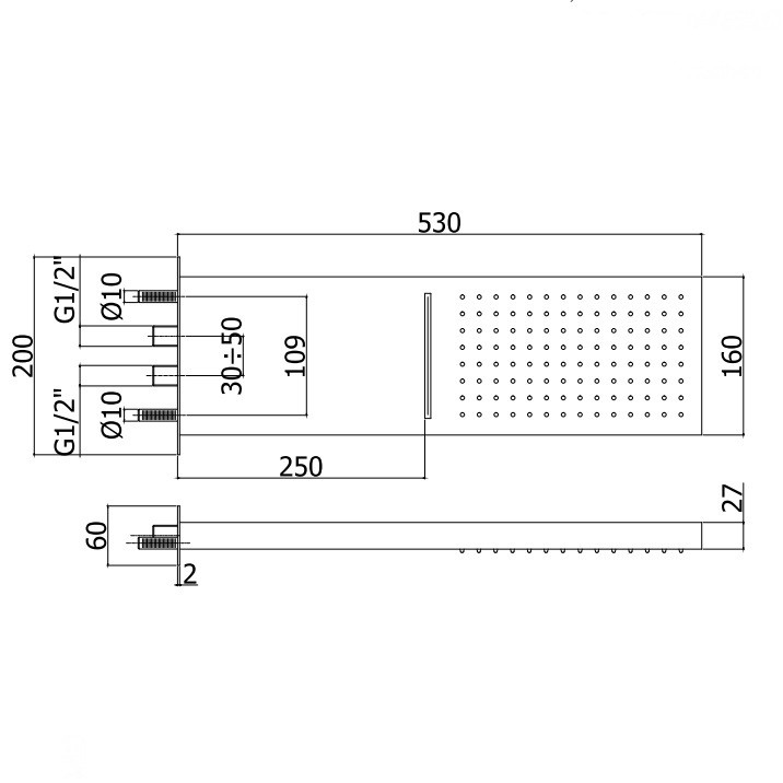 ZSOF099CR  CASCADE   Верхній душ, 2 режими, хром (1 сорт) Paffoni фото 1
