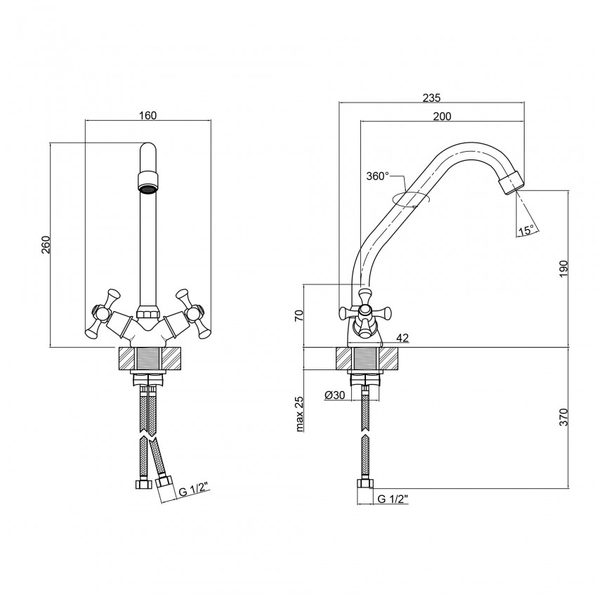 Змішувач для кухні Lamb 271F, Chrome двовентильний LDLAM271FCRM21889 Lidz LIDZ фото 1