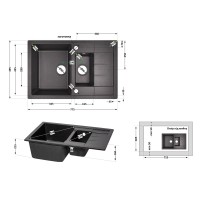 Мийка для кухні (BLA-03) 780x495/200 подвійна Lidz LIDZ фото 1