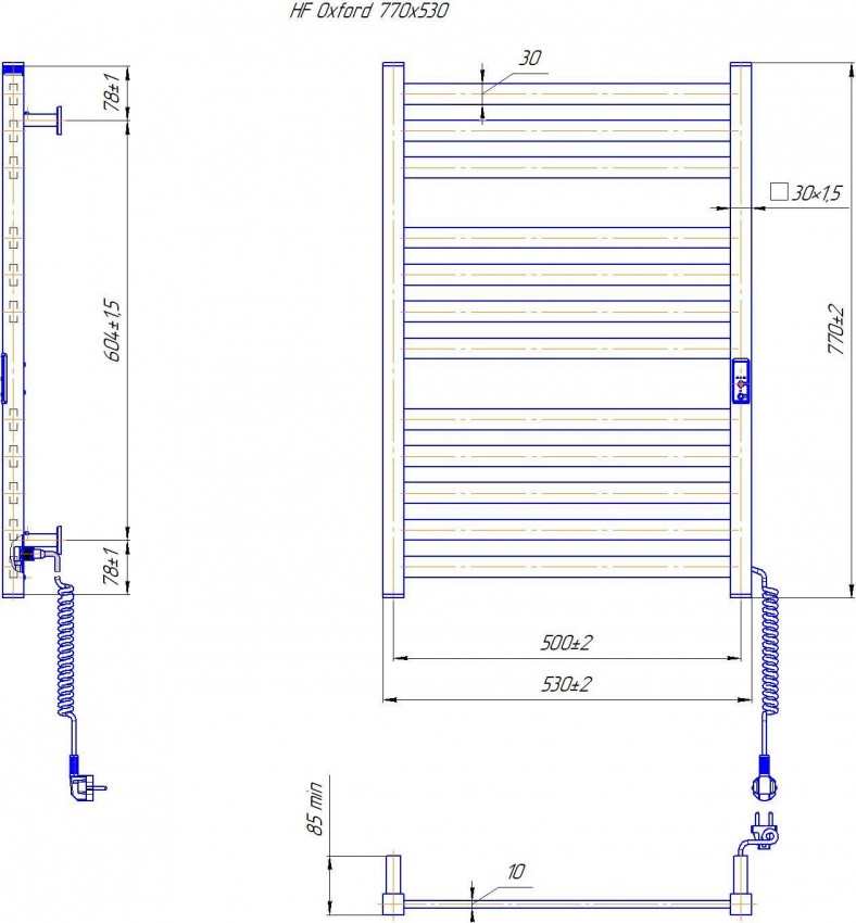 Електрична рушникосушарка HF Oxford  770х530 чорний мат MARIO фото 4