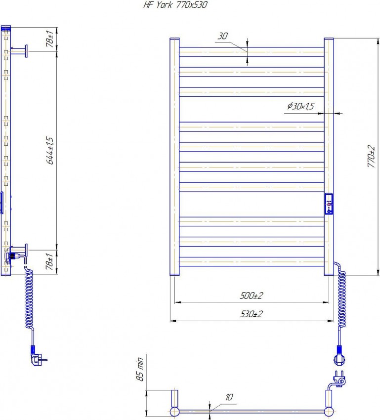 Електрична рушникосушарка HF York  770х530 чорний мат MARIO фото 4