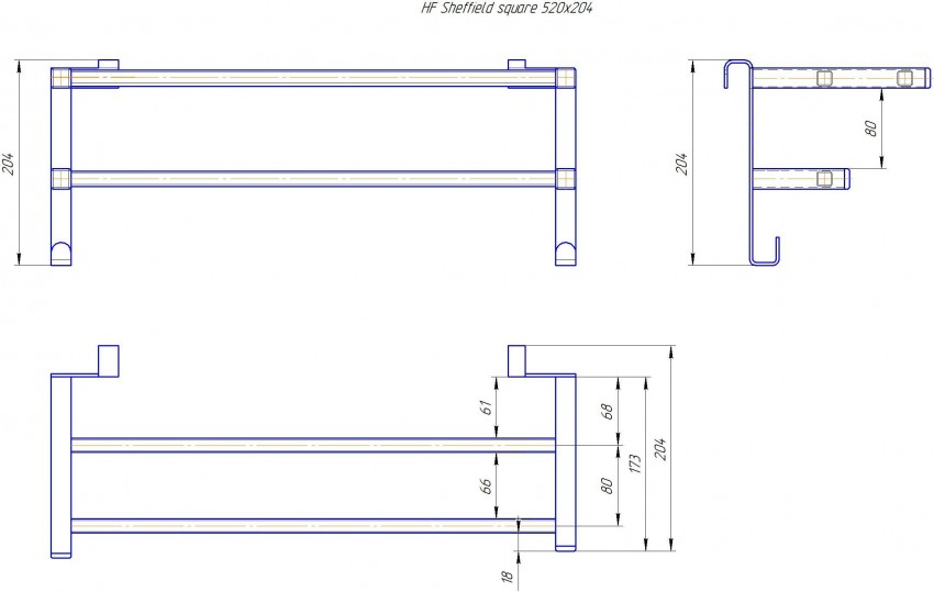 Полиця HF Sheffield 520x204 профільна MARIO фото 4