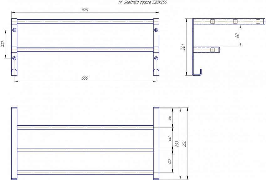 Полиця HF Sheffield 520x256 профільна (настінне кріплення) MARIO фото 3