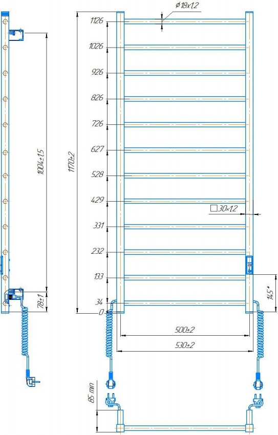 Електрична рушникосушарка HF Leeds 1170x530 білий мат MARIO фото 4