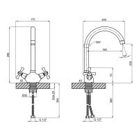 Змішувач для кухні Lamb 278F, Chrome двовентильний LDLAM278FCRM35071 Lidz LIDZ фото 1