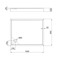 Душовий піддон Tern 301812C, 100x80x12 см, прямокутний, акриловий + ніжки, діаметр зливу 90 мм + сифон з гідрозатвором хром Qtap QTAP фото 1