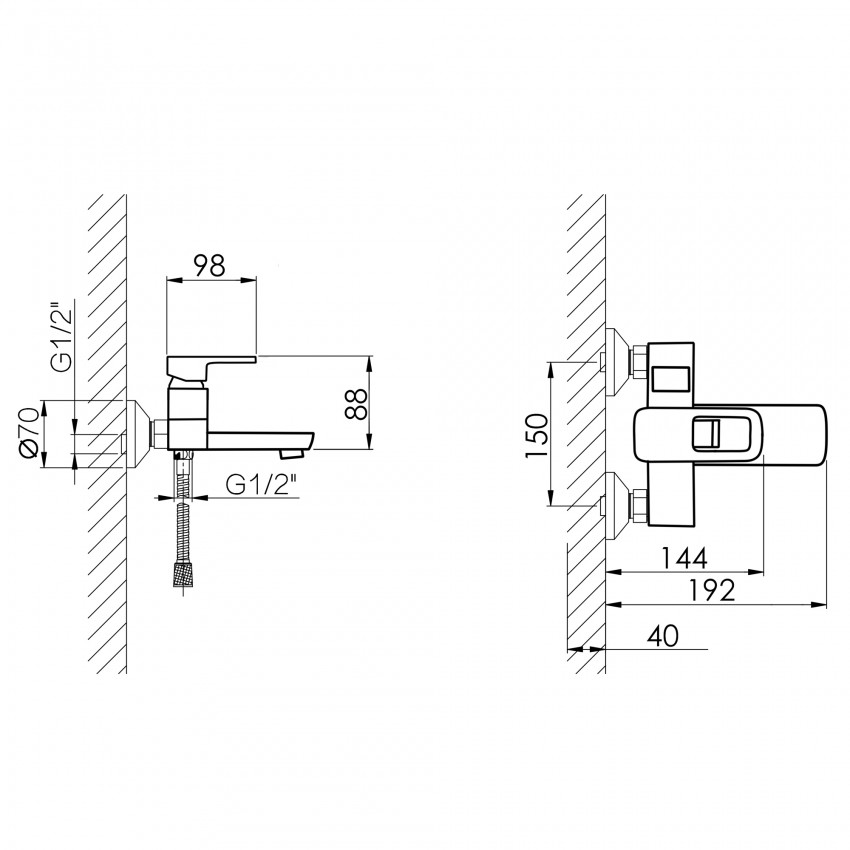 Змішувач для ванни Wawel 006, Chrome (k35) з душовим гарнітуром LDWAW006CRM45388 Lidz LIDZ фото 1