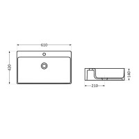 Раковина підвісна Nando LT 610х420х140 мм, White, прямокутна, без донного клапана QT12116146W Qtap QTAP фото 1