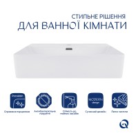 Раковина підвісна Nando LT 610х420х140 мм, White, прямокутна, без донного клапана QT12116146W Qtap QTAP фото 2