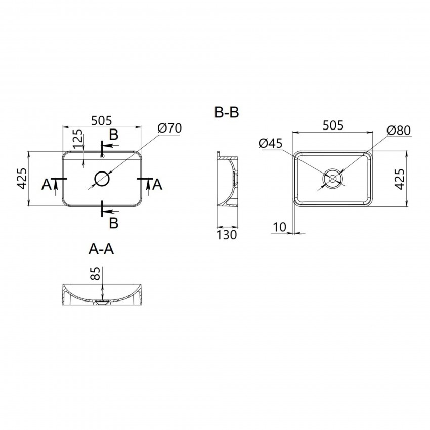 Раковина підвісна Nando LT 500х420х130 мм, White, прямокутна, без донного клапана QT12116146AW Qtap QTAP фото 1