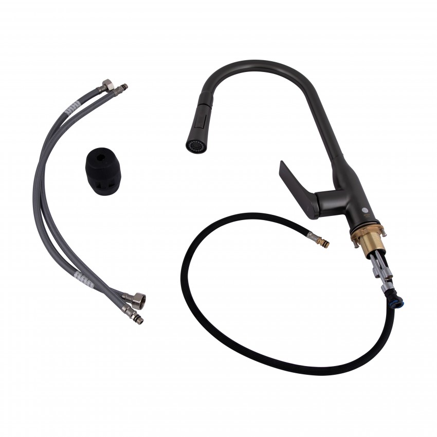 Змішувач для кухні Vlasta New, Gunmetal Black PVD (k35) з висувним виливом QTVLA344GMB45647 Qtap QTAP фото 4