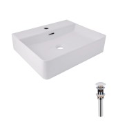 Комплект Qtap Nando LT: Раковина підвісна прамокутна 500х420х130 мм White + Донний клапан PU02O QTAP