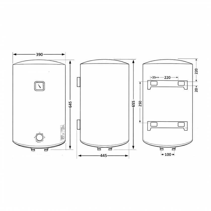 Водонагрівач електричний 50 л, Black універсальний, мокрий ТЕН 1,5 кВт D50VH15Q2В Thermo Alliance Thermo Alliance фото 1