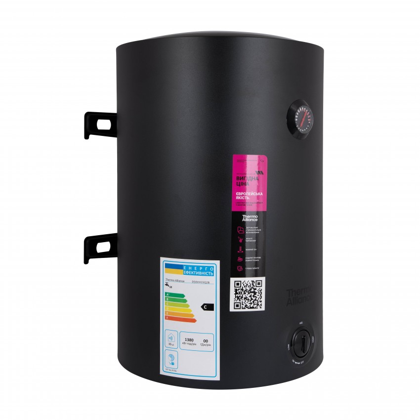 Водонагрівач електричний 50 л, Black універсальний, мокрий ТЕН 1,5 кВт D50VH15Q2В Thermo Alliance Thermo Alliance фото 2