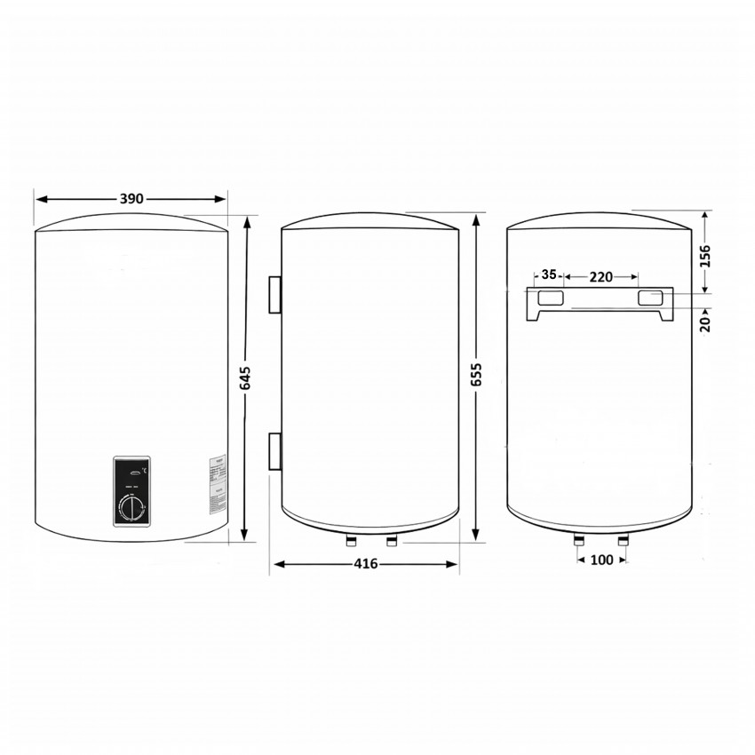 Водонагрівач електричний 50 л Black, вертикальний, сухий ТЕН 2,0 кВт D50V20J2(D)KВ Thermo Alliance Thermo Alliance фото 1