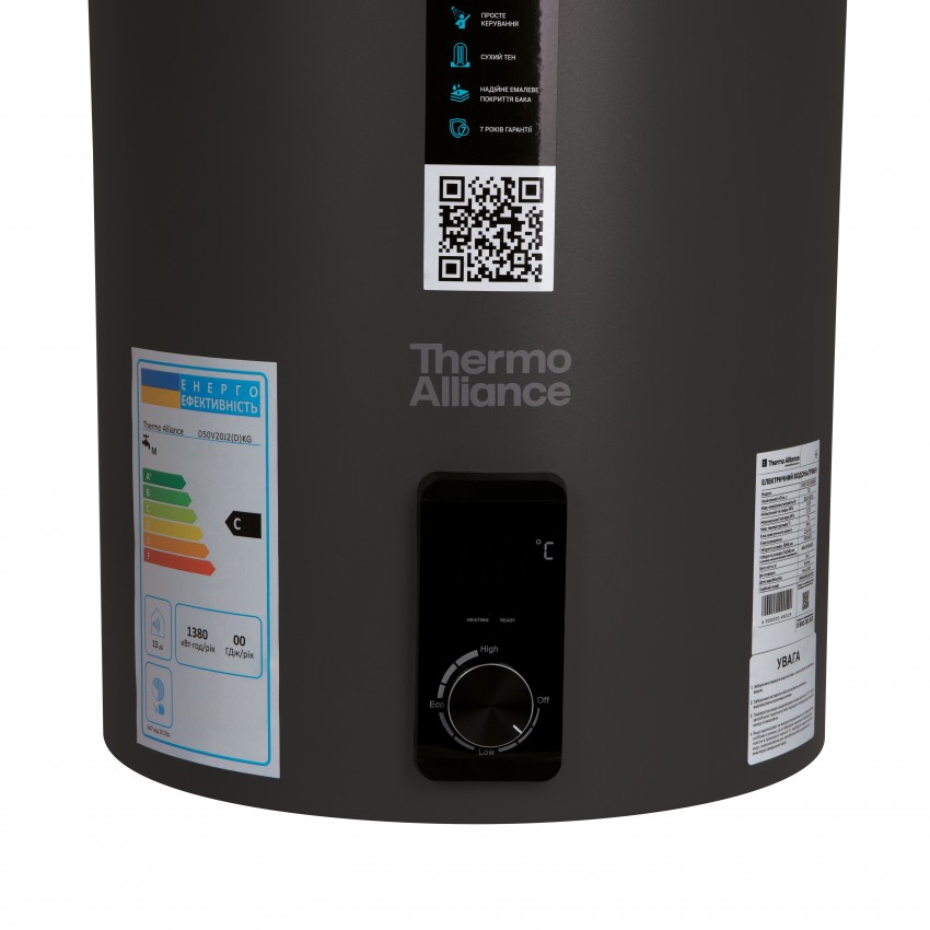 Водонагрівач електричний 50 л Black, вертикальний, сухий ТЕН 2,0 кВт D50V20J2(D)KВ Thermo Alliance Thermo Alliance фото 4