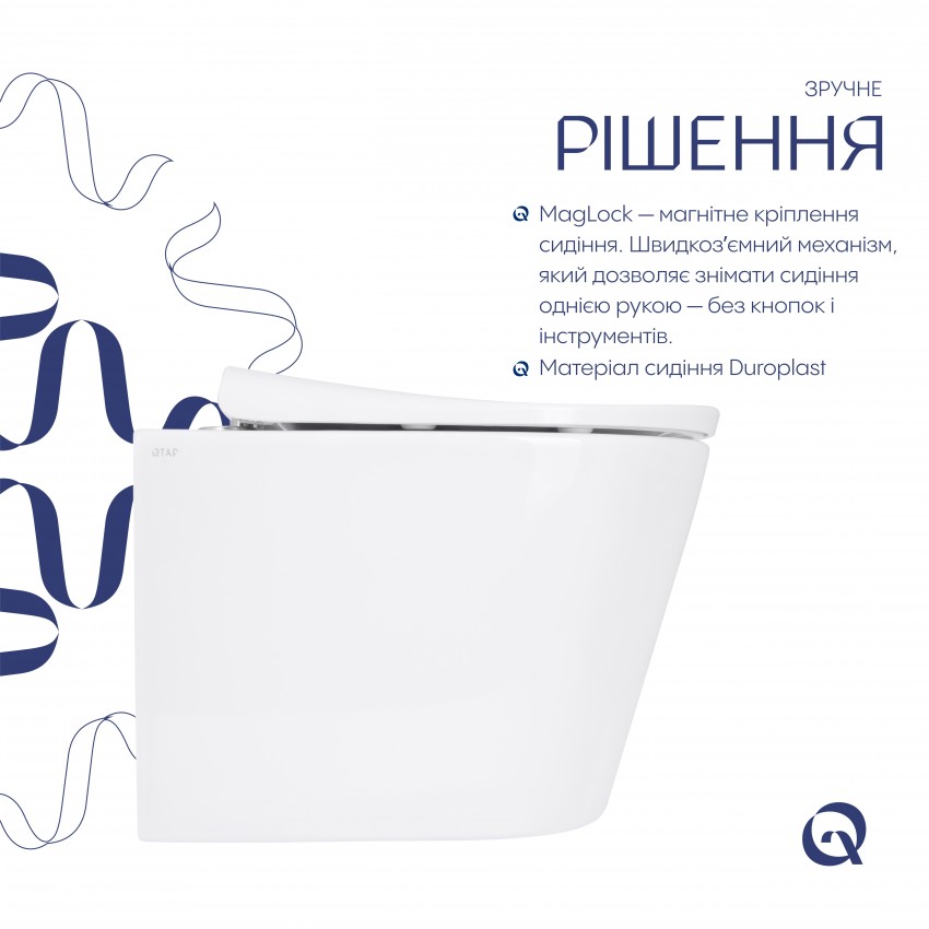 Унітаз підвісний Scorpio ML Ultra Quiet 520x365x365 мм, White, з сидінням Slim Duroplast/ Soft-close/ MagLock QTSCOML26W49624 Qtap QTAP фото 3