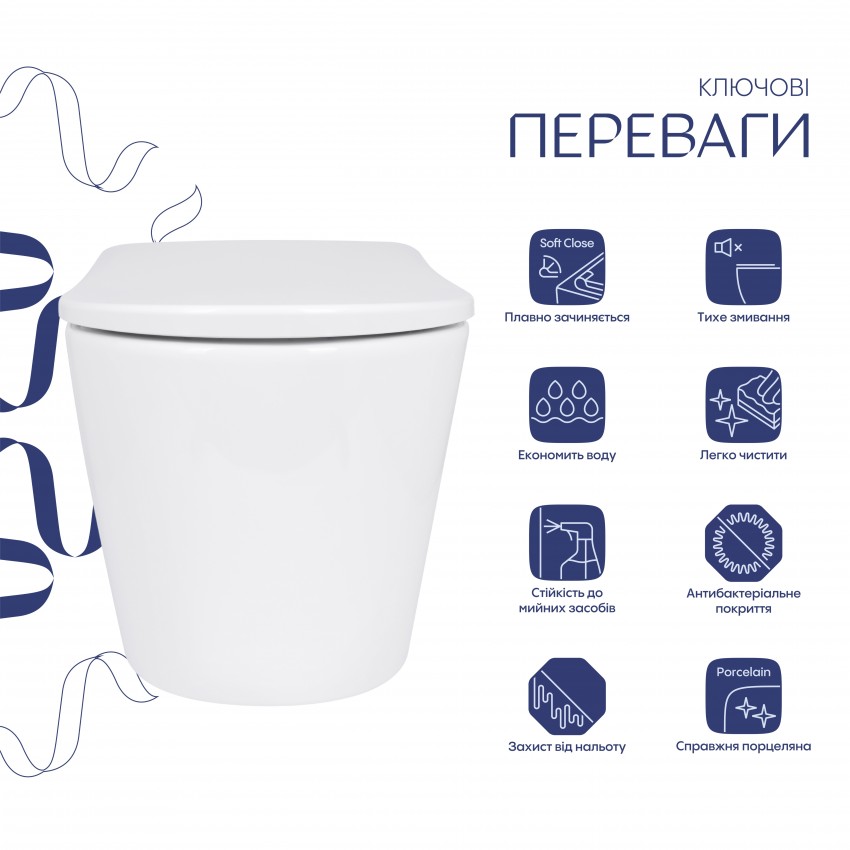 Унітаз підвісний Scorpio ML Ultra Quiet 520x365x365 мм, White, з сидінням Slim Duroplast/ Soft-close/ MagLock QTSCOML26W49624 Qtap QTAP фото 2