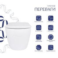 Унітаз підвісний Robin ML Ultra Quiet 520x365x365 мм, White, з сидінням Slim Duroplast/ Soft-close/ MagLock QTROBML26W49623 Qtap QTAP фото 2