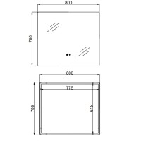 Дзеркало настінне Taurus (TA2) 800×700 мм, прямокутне, з LED-підсвіткою Touch, антизапотіванням, димером, рег. темп. кольору (3000-6500K) Qtap QTAP фото 1