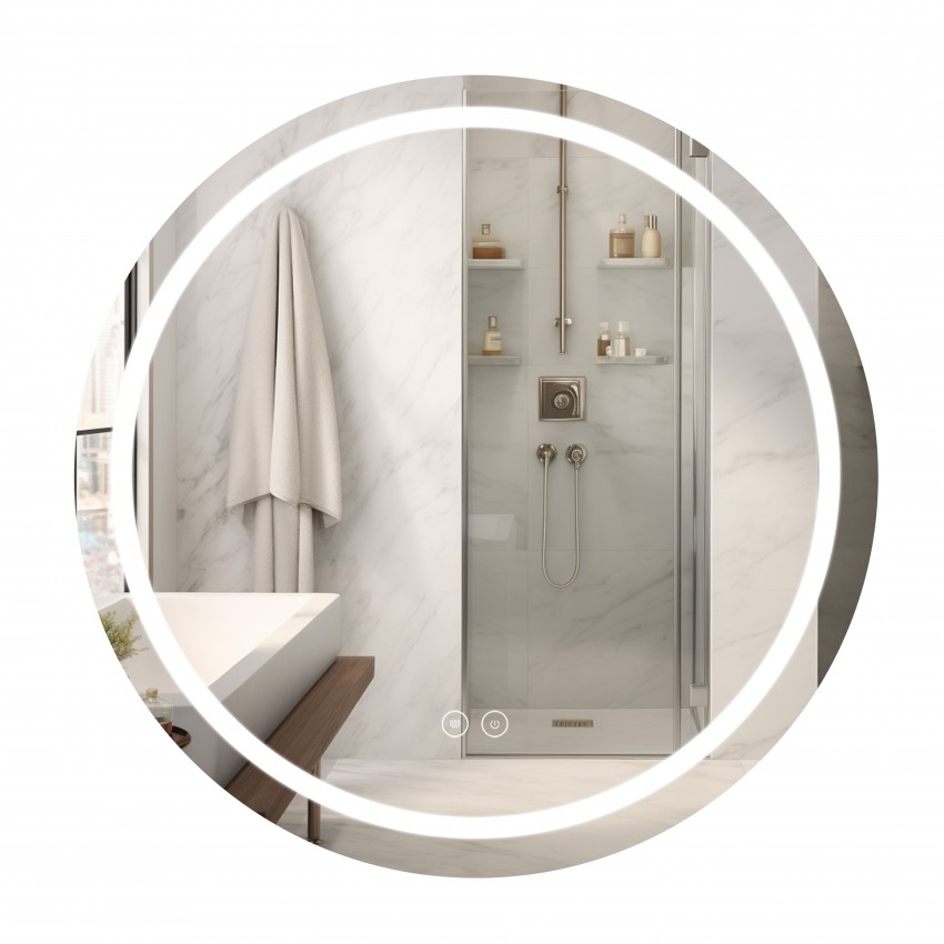 Дзеркало настінне Mideya (MI6) R1000 мм, кругле, з LED-підсвіткою Touch, антизапотіванням, димером Qtap QTAP