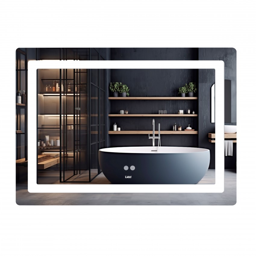 Дзеркало настінне Kubis (KU2) 1200х800 мм, прямокутне, з LED-підсвічуванням Touch, антизапотіванням, димером, рег. яскравості Lidz LIDZ