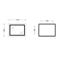 Дзеркало настінне Kubis (KU1) 1200х800 мм, прямокутне, з LED-підсвічуванням Touch, антизапотіванням, димером, рег. яскравості Lidz LIDZ фото 1