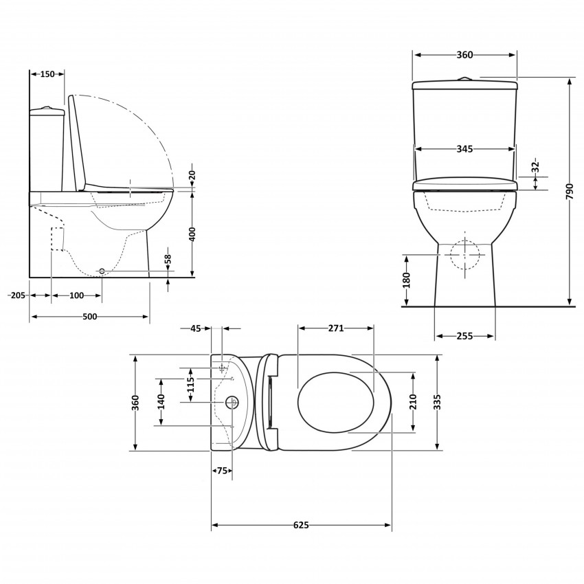 Унітаз підлоговий Evia Ultra Quiet 630×350×795 мм, White, з сидінням Slim Duroplast / Soft-close / Quick Release QTEVI27W49258 Qtap QTAP фото 1