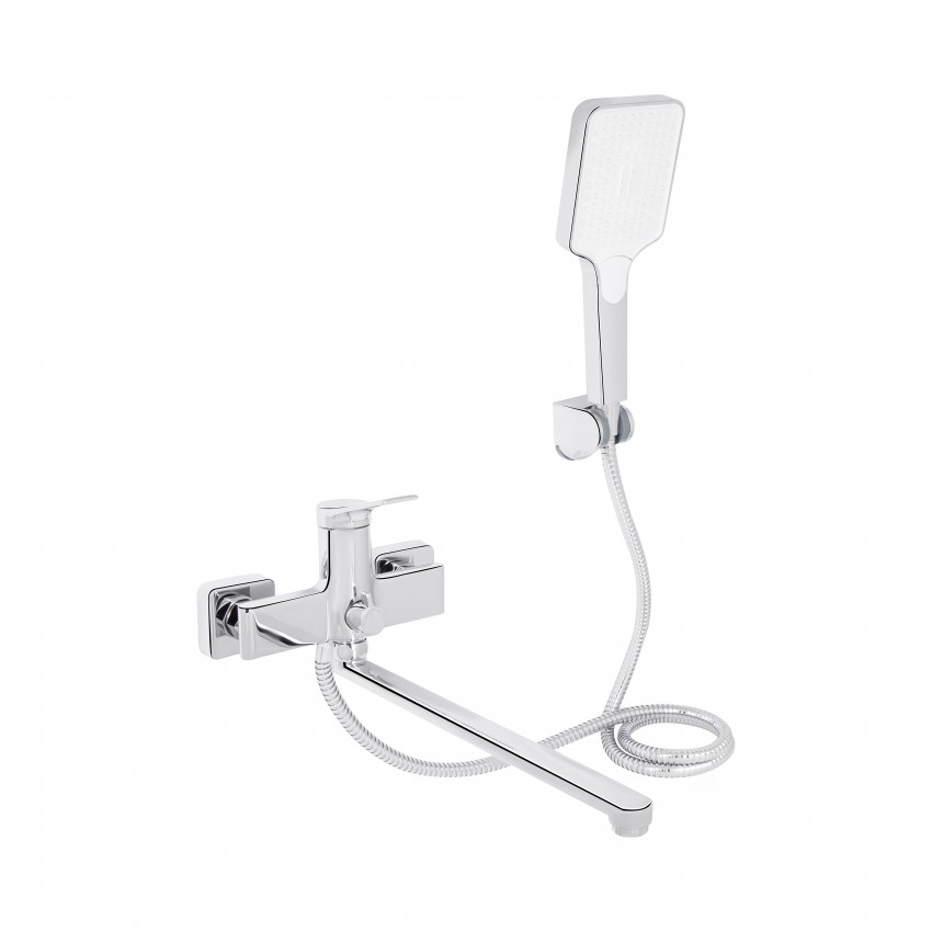 Змішувач для ванни Arvin, Chrome (k30) з довгим поворотним виливом та душовим гарнітуром QTARV260CRM48641 Qtap QTAP