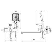 Змішувач для ванни Nando, Chrome (k35) з довгим поворотним виливом та душовим гарнітуром QTNAN260CRM48652 Qtap QTAP фото 1