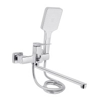 Змішувач для ванни Nando, Chrome (k35) з довгим поворотним виливом та душовим гарнітуром QTNAN260CRM48652 Qtap QTAP