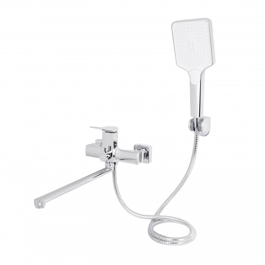 Змішувач для ванни Nando, Chrome (k35) з довгим поворотним виливом та душовим гарнітуром QTNAN260CRM48652 Qtap QTAP фото 2