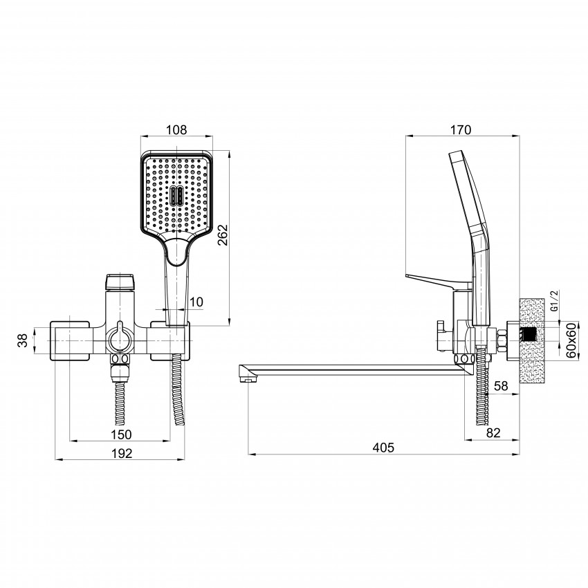 Змішувач для ванни Nando, Chrome (k35) з довгим поворотним виливом та душовим гарнітуром QTNAN260CRM48652 Qtap QTAP фото 1