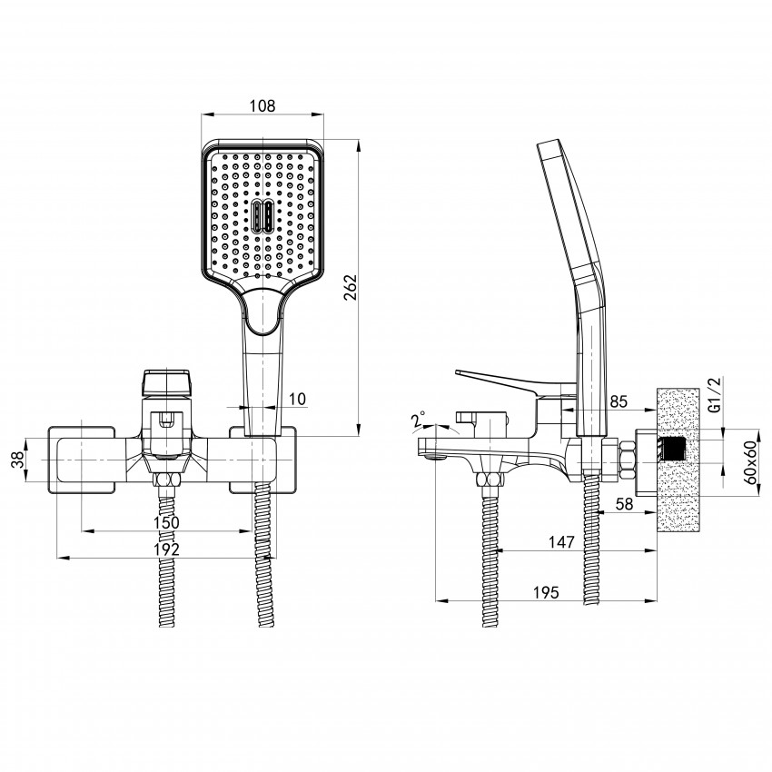 Змішувач для ванни Nando, Chrome (k35) з душовим гарнітуром QTNAN259CRM48651 Qtap QTAP фото 1