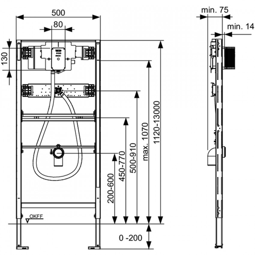 9320013 Модуль ТЕСЕfilo для пісуару, 1120мм, з корпусом клапану U2 (1 сорт) TECE фото 2