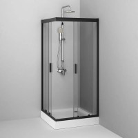 W90UG-403-090BT	 Душова кабіна Gem Square Slide 90x90 скло прозоре, профіль чорний матовий (1 сорт) AM.PM фото 3