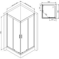 W90UG-403-090BT	 Душова кабіна Gem Square Slide 90x90 скло прозоре, профіль чорний матовий (1 сорт) AM.PM фото 1