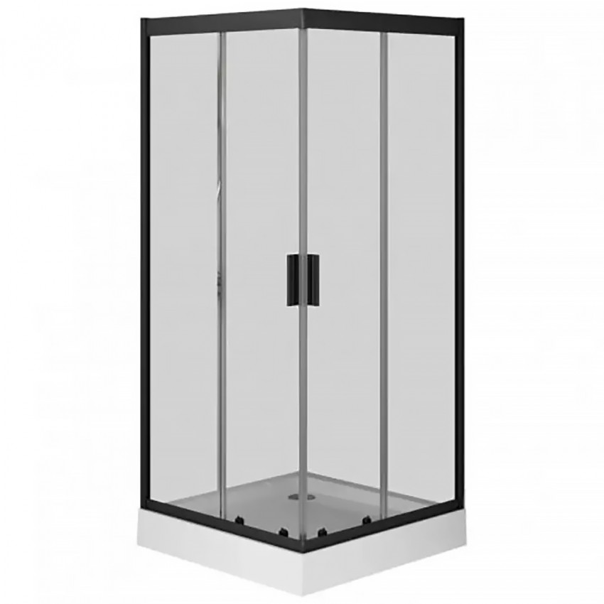 W90UG-403-090BT	 Душова кабіна Gem Square Slide 90x90 скло прозоре, профіль чорний матовий (1 сорт) AM.PM