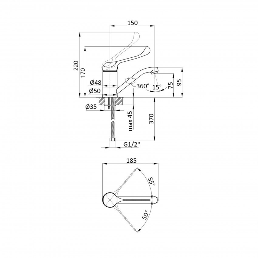 Змішувач для раковини Watt 002M, Chrome (k40) з поворотним виливом LDWAT002MCRM34861 Lidz LIDZ фото 1