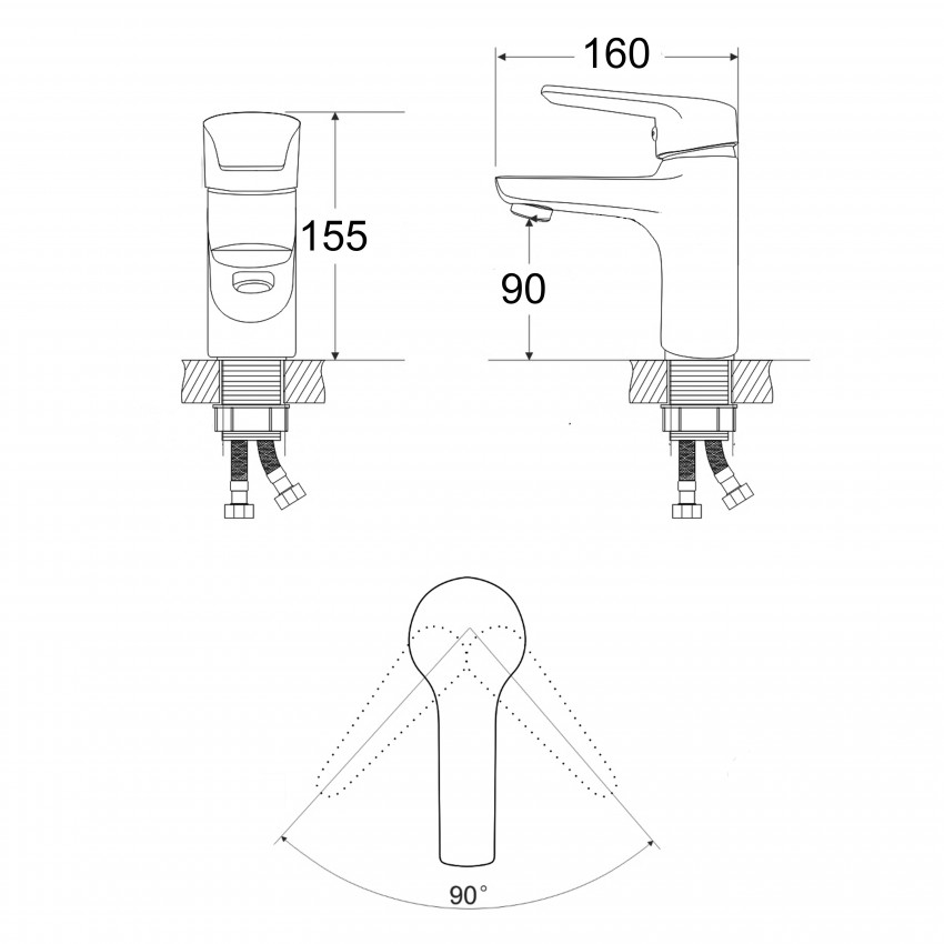 Змішувач для раковини низький Tani 0011F1, Chrome (k40) LDTAN001CRM44959 Lidz LIDZ фото 1