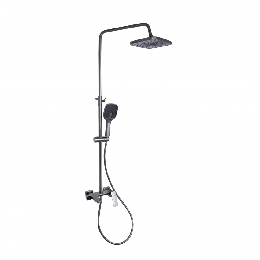 Душова система універсальна Gemini, Gunmetal Black PVD (k35) на три споживачі (з виливом) QTGEM111GMB45688 Qtap QTAP