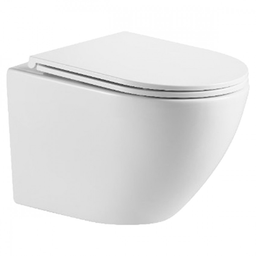 DFL0460111W Flow Унітаз підвісний 495*365*365mm з кришкою soft-close, Vortex Flush, білий глянець (1 сорт) DEVIT фото 1