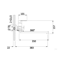 Змішувач для ванни Latwa 005, Chrome (k35) з довгим поворотним виливом та душовим гарнітуром LDLAT005CRM45415 Lidz LIDZ фото 1
