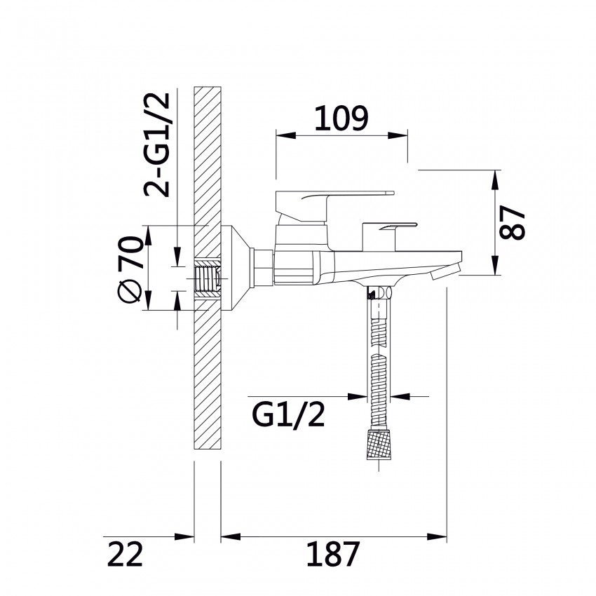 Змішувач для ванни Aries, Chrome (k35) з душовим гарнітуром QTARI259CRM45559 Qtap QTAP фото 1